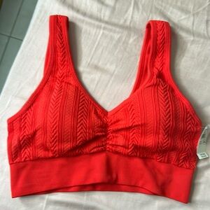 Red Aerie Sweater Knit Pattern Sports Bra